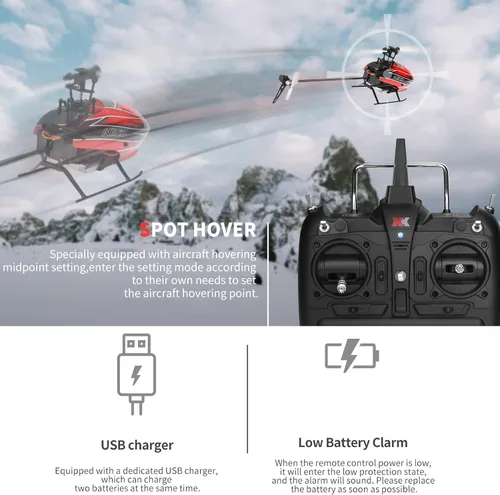 Miniatura 5 de GoolRC Helicóptero RC, helicóptero de control remoto WLtoys K110S, avión RC de 6 canales con giroscopio de modo 3D/6G, fácil de volar para adultos
