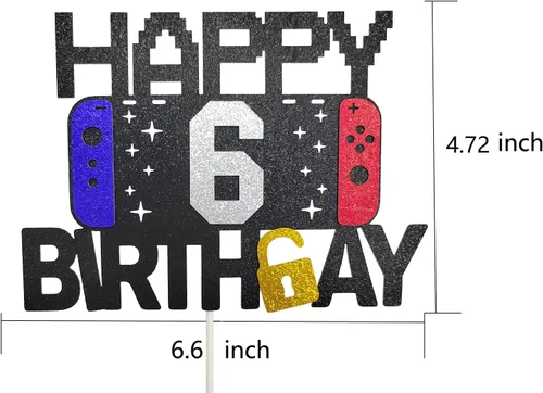 Miniatura 4 de Decoración de pastel de videojuegos de feliz 6º cumpleaños para niños y niñas de 6 años, decoración de fiesta de cumpleaños de nivel 6