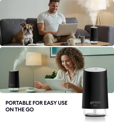 Miniatura 2 de GENIANI Humidificador portátil pequeño de niebla fría, alimentado por USB (no recargable), humidificador de escritorio compacto para plantas