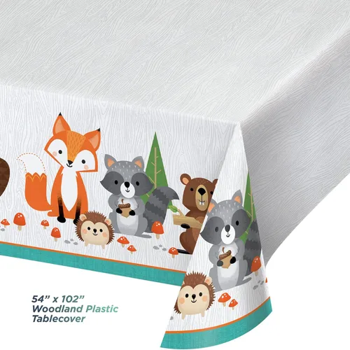 Miniatura 5 de Woodland Animal Fox Party Pack - Platos de postre de papel, servilletas para bebidas, recortes colgantes y juego de cubierta de mesa (sirve 16)