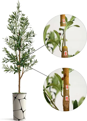Miniatura 6 de SIGNWIN - Árbol artificial en maceta con diseño y textura de flores y pájaros, decoración moderna, planta de piso, para el hogar u oficina