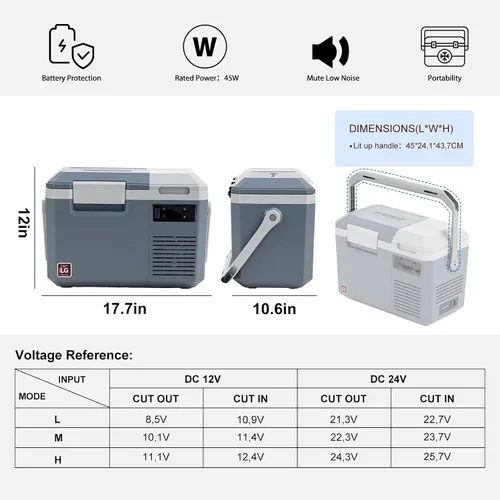 Miniatura 3 de Alpicool LGMP8 Refrigerador Portátil 8 Cuartos 12 Voltios Refrigerador de Automóvil Congelador, -4°F ~122°F, para Pesca, Camping, RV, Viaje