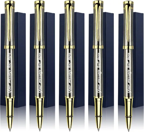 Miniatura 8 de Ancolo Bolígrafos Negros Personalizados para Negocios Ejecutivos - Punta Media con 10 Recambios de Tinta Negra Personalizados con Tu Nombre