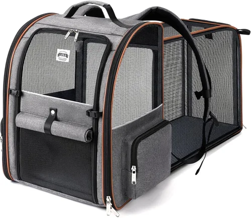 Miniatura 12 de Mochila Grande Transportadora para Gatos Expandible Mochila Transportadora de Mascotas para Perros Pequeños Gatos Medianos Soporta Hasta 18 Libras