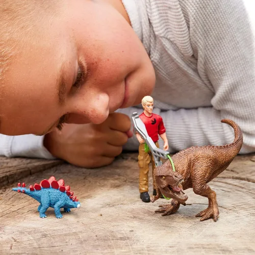 Miniatura 3 de Schleich Dinosaurs - Juego de 5 piezas de tiranosaurio Rex Attack - Juguete de dinosaurio para niños y niñas - Figuras de dinosaurio para niños a