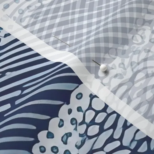 Miniatura 5 de Spoonflower Tela - Índigo Ondas Moderno Japonés Abstracto Art Deco Azul Marino Contemporáneo Impreso en Tela de Gasa Barrio Gordo - Costura Ropa