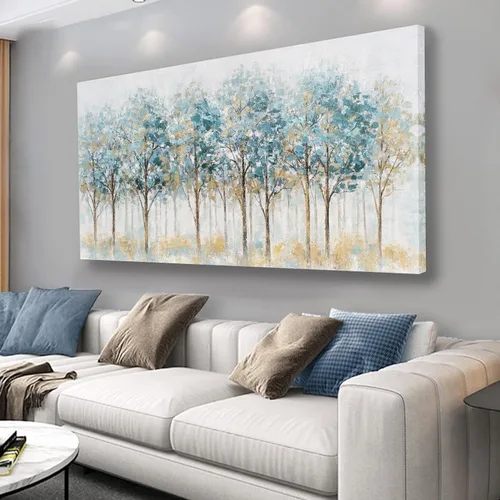 Miniatura 9 de Belmrxne Arte de pared de árbol de la vida, decoración de pared pequeña dorada, paisaje, lienzo, obra de arte divertida para entrada, pasillo, baño