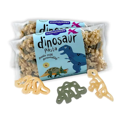 Pastabilities Pasta con forma divertida para niños, pasta de dinosaurio, formas divertidas de dinosaurio, tamaño familiar, pasta de trigo natural