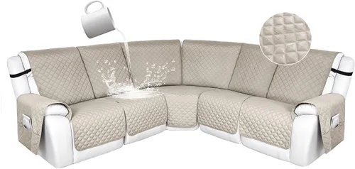 Miniatura 66 de HDCAXKJ Fundas de sofá seccional reclinable 100% impermeable, forma de L, funda de sofá reclinable lavable acolchada suave para mascotas, perro