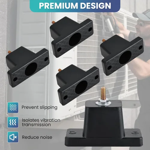 Miniatura 4 de Paquete de 4 soportes de montaje de aislamiento de vibración de goma para aire acondicionado condensador soporte de montaje para mini split al aire