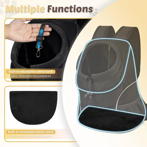 Miniatura 2 de WOYYHO Mochila Transportadora para Mascotas Perros, Mochila Frontal para Perros Pequeños, Mochila Transportadora Ventilada para Perros con Bolsillos