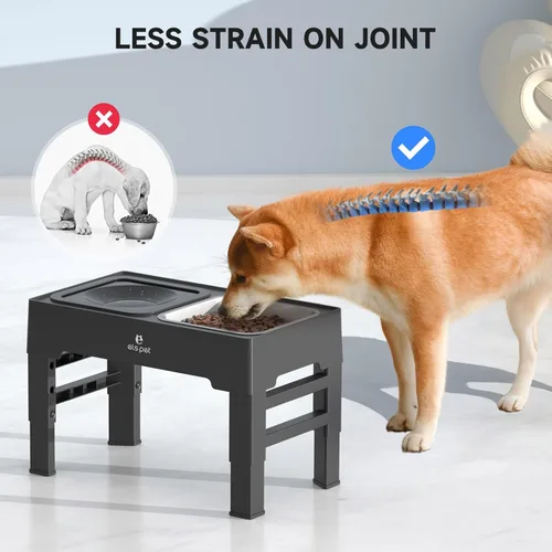 Miniatura 3 de Cuencos elevados para perros ELS PET, cuencos ajustables elevados para perros con cuenco de agua para perros sin derrames y comedero de acero