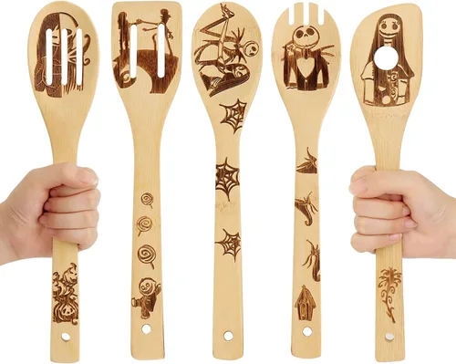 Miniatura 8 de Mercancía del programa de TV Friends - Juego de 5 cucharas espátula de madera para utensilios de cocina, decoraciones para fiestas de Friendsgiving