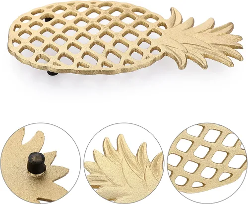 Miniatura 4 de Sumnacon Paquete de 2 salvamanteles rectangulares de hierro fundido, salvamanteles de hierro rústico para encimera de cocina, mesa de comedor Dorado
