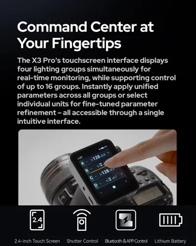 Miniatura 2 de Godox X3 Pro C X3PRO C TTL Disparador de flash inalámbrico para Canon (actualización X3-C), transmisor de pantalla táctil inalámbrico de 2.4G