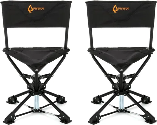 Miniatura 10 de ARROWHEAD OUTDOOR Silla de Caza Giratoria de 360°, Perfecta para Ciegos, Sin Pies que Hundan, Soporta hasta 450lbs, Estuche de Transporte, Marco