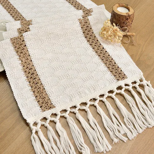 Miniatura 16 de FEXIA Camino de Mesa Negro con Borlas de 72 Pulgadas Macramé Boho Estilo Granja Camino de Mesa para Decoración de Dormitorio y Comedor