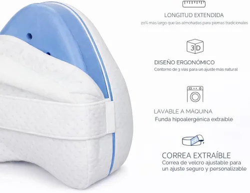 Miniatura 4 de Contour Almohada de rodilla original de reloj de arena para personas que duermen de lado con correa ajustable, cojín de espuma viscoelástica