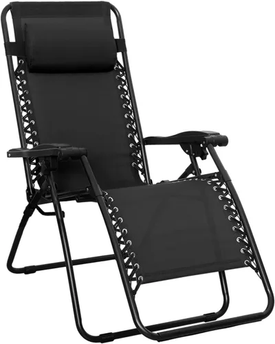 Miniatura 8 de Amazon Basics - Silla de patio para exteriores con gravedad cero, acolchada, reclinable, plegable y ajustable, con almohada, de Textilene, sillas