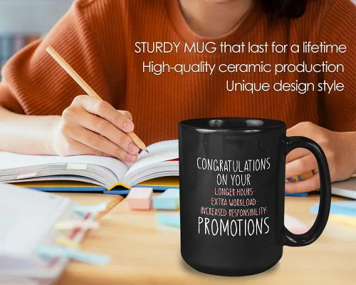 Miniatura 3 de Bubble Hugs Taza de café de promoción – Felicitaciones por tu promoción – Felicitaciones Buen comienzo trabajo oficina nuevo desafío principiante