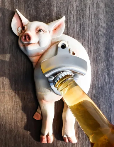 Miniatura 2 de Ebros Gift Rustic Western Farm Babe Porcino Cerdo Porcino Trasero Trasero Pared Culo Pared Soda Cerveza Tapa de botella de vidrio Abridor de metal