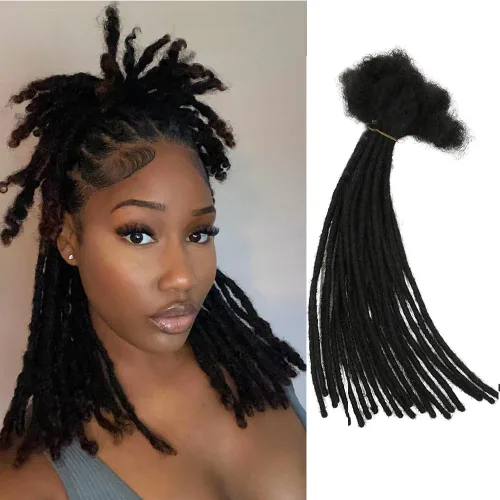 Miniatura 12 de 0.2 in y 0.2 in de ancho, 4-14 pulgadas de 10, 30, 60, 100 hebras de extensiones de cabello humano 100% real para hombres/mujeres/niños, paquetes