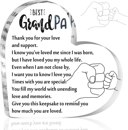 Tatuo Regalos de cumpleaños para el día del padre para el abuelo de parte de los nietos, recuerdo de acrílico para abuelo, agradecimiento,