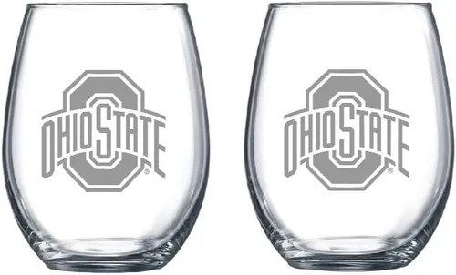 Miniatura 49 de RFSJ Juego de 2 copas de vino o bebidas con logotipo de Satin Frost (Harvard)