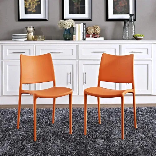 Miniatura 2 de Modway Hipster contemporáneo moderno moldeado plástico apilamiento dos sillas de comedor en verde