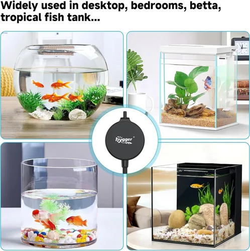 Miniatura 7 de hygger Mini bomba de aire para acuario de 1.5 W, aireador silencioso con clip de ventosa de tubo de piedra de aire, bomba de oxígeno pequeña
