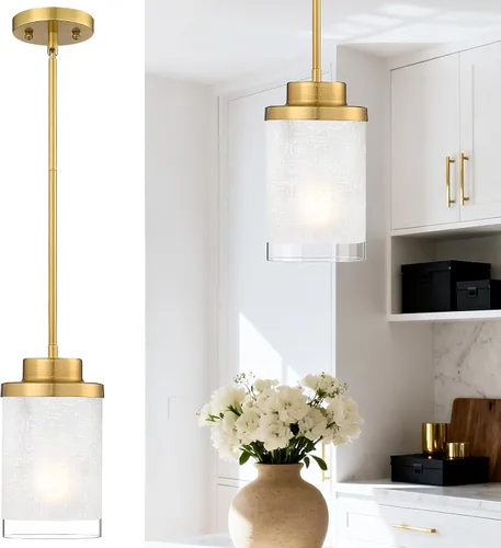 Miniatura 14 de TENGXIN Lámpara Colgante Moderna para Isla de Cocina, Accesorio de Lámpara de Techo Colgante de Oro Cepillado, Iluminación Colgante de Estilo Granja