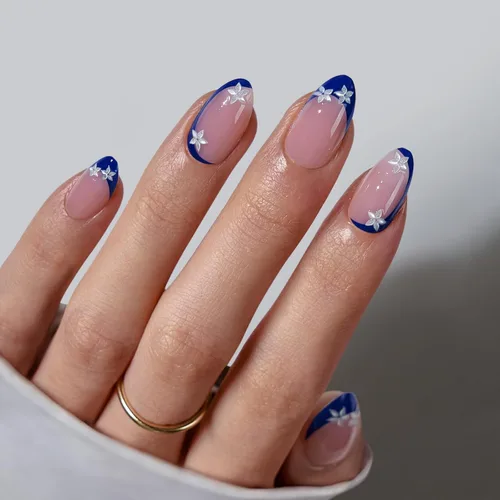 Miniatura 19 de BTArtbox Uñas cortas a presión, color negro, francés, almendra, con pegamento y pestañas adhesivas para mujeres en 16 tamaños, kit de 32 uñas de gel