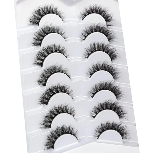 Miniatura 59 de Pooplunch - Pestañas postizas finas de visón sintético, estilo ojo de gato, naturales, cruzadas, tipo racimo, efecto 8D de volumen, tiras