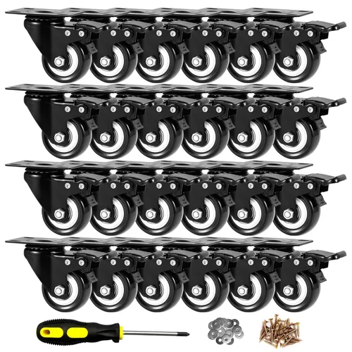 Miniatura 17 de Ruedas giratorias de 2 pulgadas con frenos, juego de 4 ruedas de bloqueo resistentes, ruedas negras que no se dañan para carrito de muebles de banco