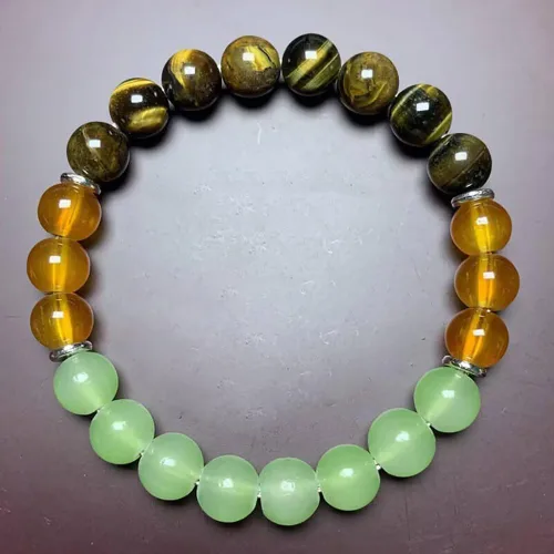 Miniatura 8 de Pulsera de triple protección con cuentas de ojo de tigre, obsidiana negra y hematita para hombres y mujeres, cuentas de piedras naturales y cristal