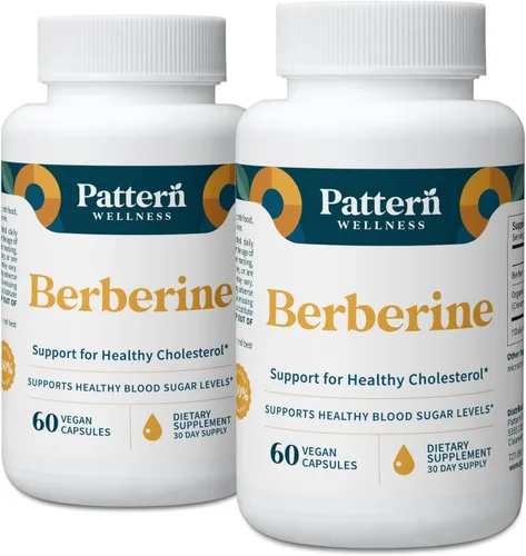 Pattern Wellness Suplemento de berberina con canela de Ceilán orgánica - Soporte antioxidante y metabólico - Bienestar de todo el cuerpo - Sin OMG -