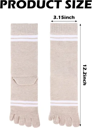 Miniatura 3 de Bencailor 4 pares de calcetines de cinco dedos de algodón para mujer, calcetines atléticos para correr, largo dividido, calcetines tobilleros