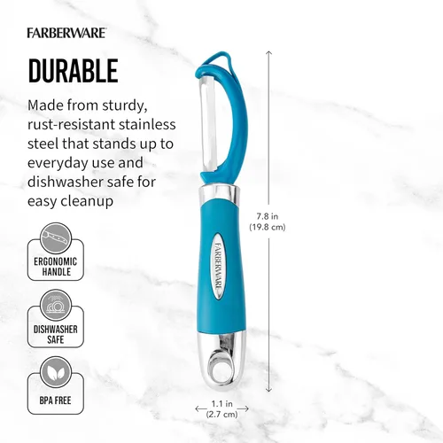 Miniatura 2 de Farberware Euro Peeler, un esencial de cocina para pelar rápida y fácilmente productos, chocolate, quesos y más, cuenta con agujero para colgar