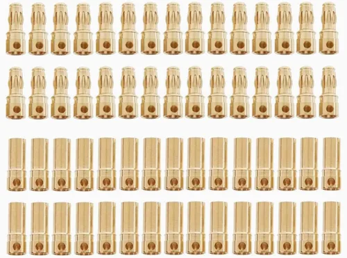 Miniatura 11 de 20 pares de conectores de plátano bala de 0.079 in chapados en oro macho y hembra de 0.079 in para DIY RC batería ESC motor