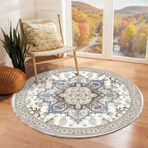 Miniatura 77 de OPPODREAM Alfombras suaves, pequeñas y lavables con parte trasera antideslizante, alfombra de cachemira sintética de pelo bajo, 2 x 3 pies, azul