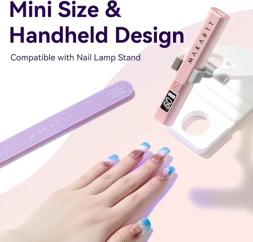 Miniatura 8 de Makartt Luz UV de mano para uñas de gel – Mini lámpara LED UV portátil Lumière secador de uñas de secado rápido para curar esmalte de uñas Rosa