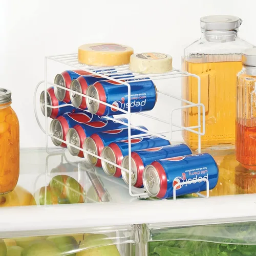 Miniatura 2 de mDesign Organizador de 2 niveles de alambre de metal con estante superior para despensa de cocina, encimera, gabinete, capacidad para 12 latas