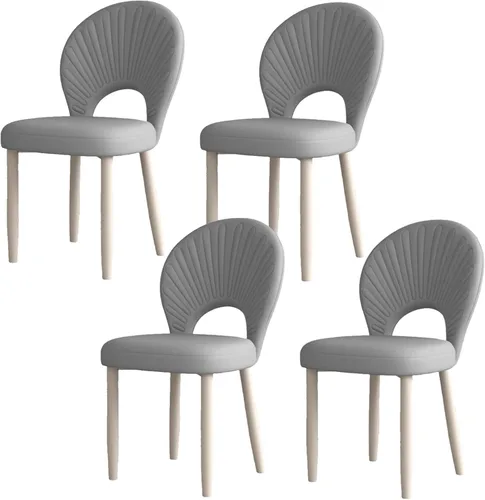 Miniatura 20 de Upholstered Kitchen Chairs Set, Dining Room Chair with Leather Cushion Seat, Lobby Chair with Metal Leg for Kitchen Living Room White