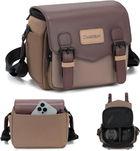 Miniatura 13 de Cwatcun Bolsa para Cámara Bolsa de Mensajero Cruzada de Hombro para Cámara, Bolsa de Fotografía de Viaje para Hombres/Mujeres con Soporte para Blanco