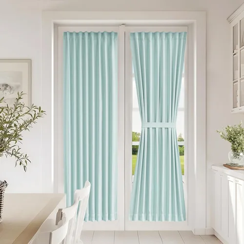 Miniatura 139 de Vatge - Cortinas autoadhesivas para puerta francesa, tratamiento de ventana con filtro de luz sin varillas ni perforaciones para puertas de cristal
