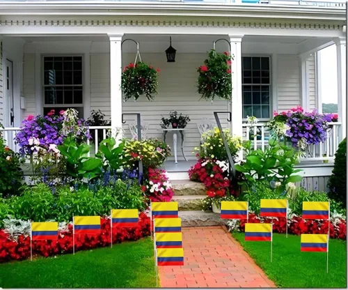 Miniatura 6 de Paquete de 20 banderas colombianas pequeñas de mano para decoración (5 x 8 pulgadas), esenciales para fiestas y celebraciones