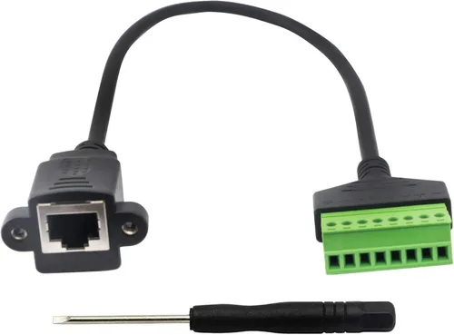 XMSJSIY RJ45 8P8C hembra a adaptador de terminal de tornillo de 8 pines, extensor Ethernet Cat5/6/7, extensión de señal de red CCTV DVR Hembra a