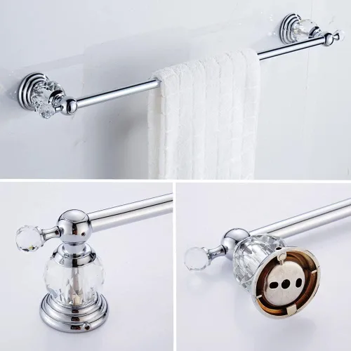 Miniatura 3 de WOLIBEER Accesorios de baño de cristal, cromo de 24 pulgadas, juego de toallero de latón pulido, soporte de papel higiénico para toalla, anillo