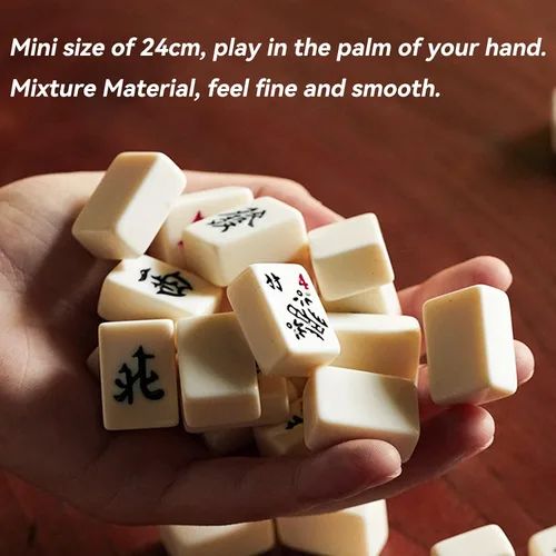 Miniatura 2 de drizzle Juego de viaje Mahjong de 0.945 in Mini Panda – 0.9 pulgadas portátil 144 azulejos – 4 bastidores de material de melamina Mah-Jong Tiempo