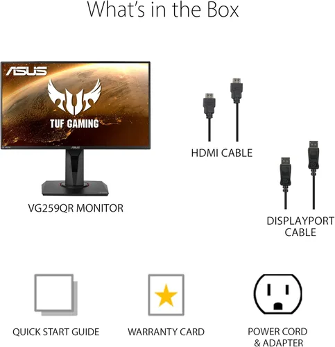 Miniatura 6 de ASUS TUF Gaming VG259QR - Monitor para juegos de 24.5 pulgadas, 1080P Full HD, 165Hz (soporta 144 Hz), 1 ms, desenfoque de movimiento extremadamente